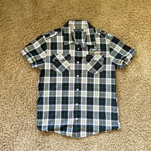 3 for $15 🍉 Boys Cotton Plaid Button Down Short Sleeved Shirt, Size 10/12 or L